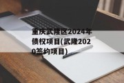 重庆武隆区2024年债权项目(武隆2020签约项目)