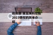政府债-青岛海科控股2023债权的简单介绍