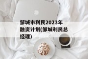 邹城市利民2023年融资计划(邹城利民总经理)