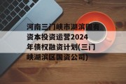 河南三门峡市湖滨国有资本投资运营2024年债权融资计划(三门峡湖滨区国资公司)
