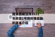 西安西咸泾河2023年政信1号政府债定融的简单介绍