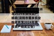 资阳市蜀乡农业投资开发2024年债权资产拍卖(资阳市蜀乡农业投资开发2024年债权资产拍卖公告)