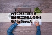 关于2024年四川资阳市雁江建投水务债权资产拍卖的信息
