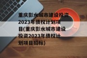 重庆彭水城市建设投资2023年债权计划项目(重庆彭水城市建设投资2023年债权计划项目招标)