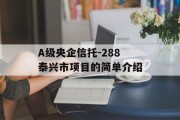 A级央企信托-288泰兴市项目的简单介绍