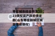 枣庄城市综合开发2023债权资产政府债定融(山东枣庄薛城区城市建设债权)