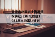 天津市北辰城乡发展债权转让计划(北辰区2021年土地出让计划)