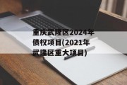 重庆武隆区2024年债权项目(2021年武隆区重大项目)