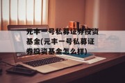 元丰一号私募证券投资基金(元丰一号私募证券投资基金怎么样)