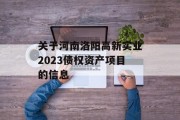 关于河南洛阳高新实业2023债权资产项目的信息