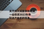 关于四川成都简阳两湖一山投资2023年债权资产拍卖的信息