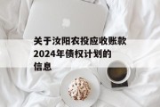 关于汝阳农投应收账款2024年债权计划的信息