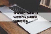 包含河北TS市WLJS建设2022政府债定融的词条