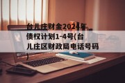 台儿庄财金2024年债权计划1-4号(台儿庄区财政局电话号码)