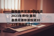 酉阳县桃花源旅游投资2023年债权(酉阳县桃花源旅游投资2023年债权转让)