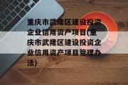 重庆市武隆区建设投资企业信用资产项目(重庆市武隆区建设投资企业信用资产项目管理办法)