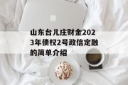山东台儿庄财金2023年债权2号政信定融的简单介绍
