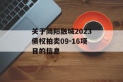 关于简阳融城2023债权拍卖09-16项目的信息