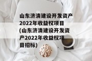 山东济清建设开发资产2022年收益权项目(山东济清建设开发资产2022年收益权项目招标)