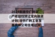 2024年遂宁广利资产收益权转让定向融资计划(遂宁广利工业发展有限公司信用评级)