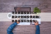 河北协昌投资2024融资计划城投债定融(协昌环保科技股份)