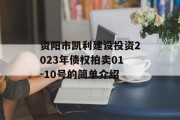 资阳市凯利建设投资2023年债权拍卖01-10号的简单介绍