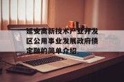 延安高新技术产业开发区公用事业发展政府债定融的简单介绍