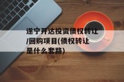 遂宁开达投资债权转让/回购项目(债权转让是什么套路)