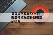 包含山东鱼台XY水韵雅居债权融资计划项目的词条