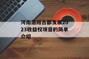 河南洛阳古都发展2023收益权项目的简单介绍