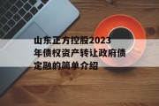 山东正方控股2023年债权资产转让政府债定融的简单介绍