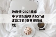 政府债-2023重庆奉节城投应收债权产品定融项目(奉节项目规划)