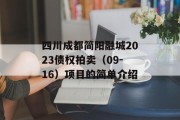 四川成都简阳融城2023债权拍卖（09-16）项目的简单介绍