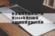 包含偃师市国有资产经营2024年债权融资计划城投债定融的词条