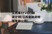 江苏省SY2023融资计划(江苏省融资担保有限公司)