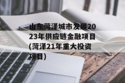 山东菏泽城市发展2023年供应链金融项目(菏泽21年重大投资项目)
