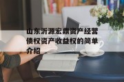 山东沂源宏鼎资产经营债权资产收益权的简单介绍