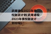 武隆建投2023年债权融资计划(武隆建投2023年债权融资计划招标)