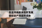 包含河南新乡牧野发展债权资产项目的词条