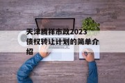 天津腾祥市政2023债权转让计划的简单介绍