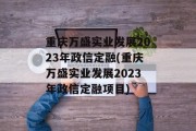 重庆万盛实业发展2023年政信定融(重庆万盛实业发展2023年政信定融项目)