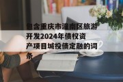 包含重庆市潼南区旅游开发2024年债权资产项目城投债定融的词条