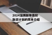 2024淄博融锋债权融资计划的简单介绍