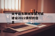 关于山东聊城莘县方诚建设2022债权的信息