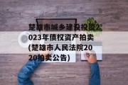 楚雄市城乡建设投资2023年债权资产拍卖(楚雄市人民法院2020拍卖公告)