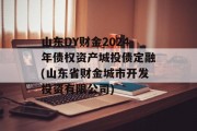 山东DY财金2024年债权资产城投债定融(山东省财金城市开发投资有限公司)