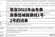 包含2022年山东泰安泰信城投债权1号-2号的词条