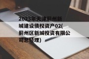 2023年天津蓟州新城建设债权资产02(蓟州区新城投资有限公司总经理)