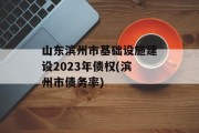 山东滨州市基础设施建设2023年债权(滨州市债务率)
