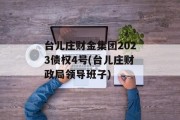 台儿庄财金集团2023债权4号(台儿庄财政局领导班子)